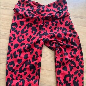 Red and Black Leopard Print High-Waisted Leggings